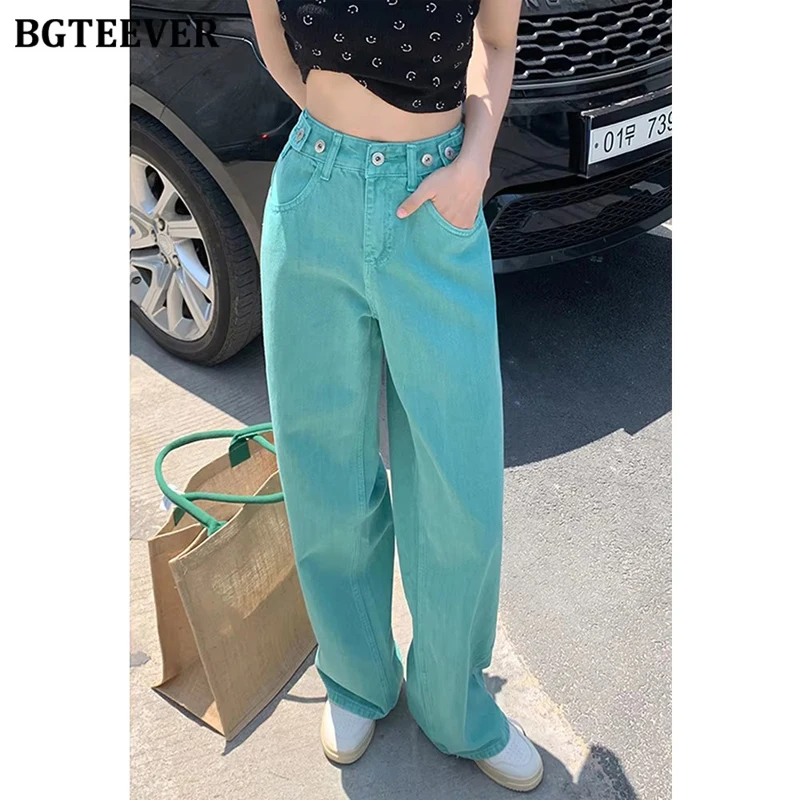 BGTEEVER Vintage Loose Buttons Women Long Jeans Trousers High Waist Pockets Casual Female Wide Leg Denim Pants
BGTEEVER Vintage Loose Buttons Women Long Jeans Trousers High Waist Pockets Casual Female Wide Leg Denim Pants