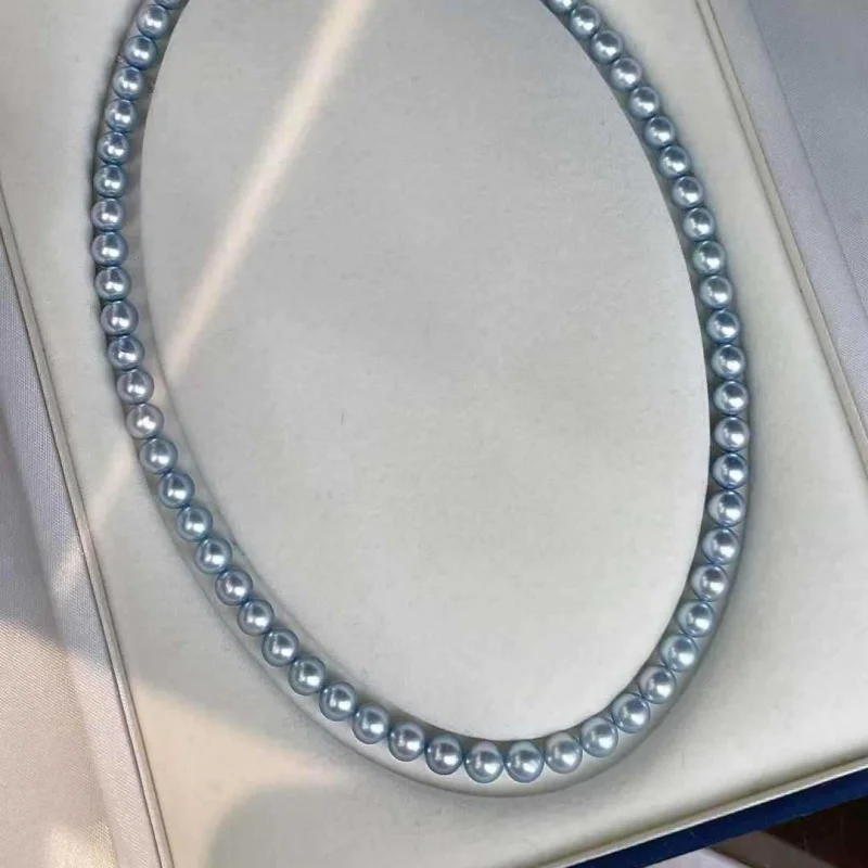 Silver-blue-6-7mm seawater Akoya pearl necklace with minor imperfections and skin lines, versatile style
Silver-blue-6-7mm seawater Akoya pearl necklace with minor imperfections and skin lines, versatile style