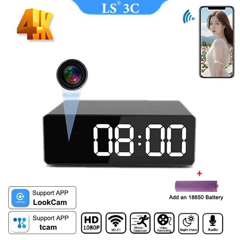 Мини-камера LS 1080P Wi-Fi, камера-часы Full HD с функцией обнаружения движения, ночным видением для домашнего и офисного наблюдения
Мини-камера LS 1080P Wi-Fi, камера-часы Full HD с функцией обнаружения движения, ночным видением для домашнего и офисного наблюдения