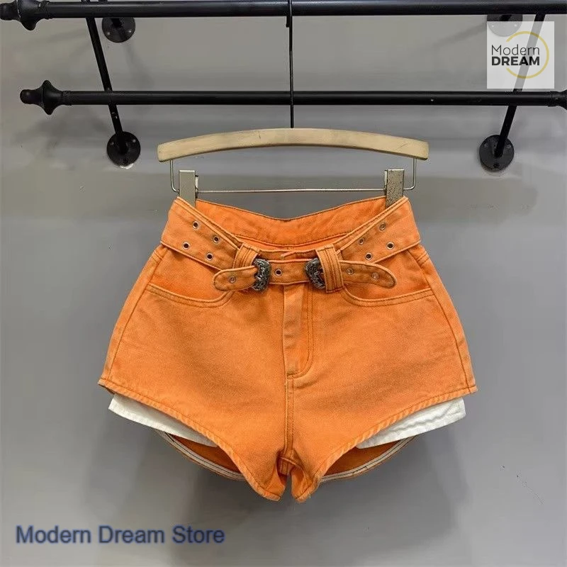 American orange spice girl denim shorts women's summer new fashion temperament high waist Joker casual A-word hot pants
American orange spice girl denim shorts women's summer new fashion temperament high waist Joker casual A-word hot pants