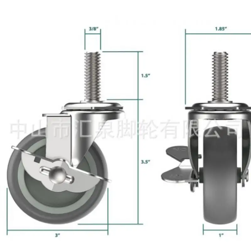 4 Pcs 3 inch Light-duty TPR Stem M10x15mm Swivel/brake Caster, Silent And Durable Industrial Caster
4 Pcs 3 inch Light-duty TPR Stem M10x15mm Swivel/brake Caster, Silent And Durable Industrial Caster