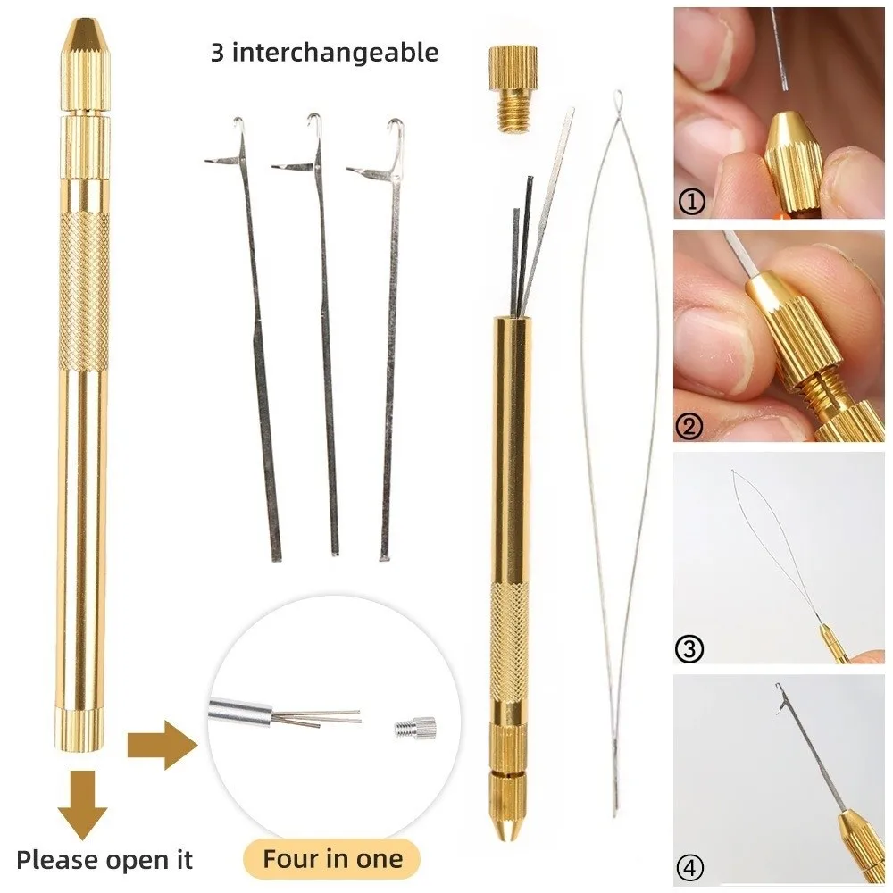 DIY 4-in-1 Hair Extension Tools Aluminum Ventilating Knitting Hook Needles Crochet Needles Micro Ring Wig Making Tools
DIY 4-in-1 Hair Extension Tools Aluminum Ventilating Knitting Hook Needles Crochet Needles Micro Ring Wig Making Tools