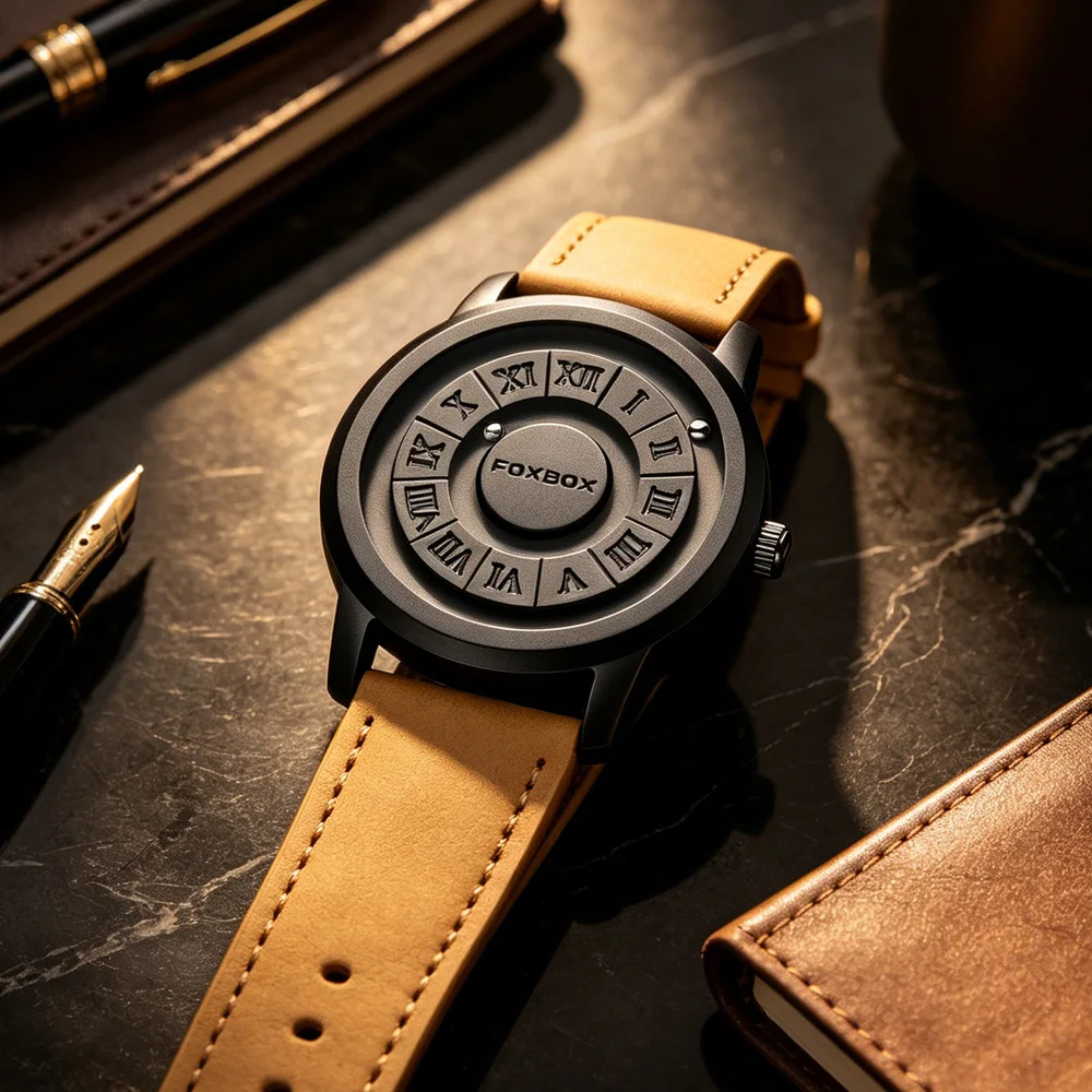 FOXBOX Watch Man Creative Scrolling Pointer Magnetic Force Quartz Wristwatch Genuine Leather Mens Watches Relogio Masculino+Box
FOXBOX Watch Man Creative Scrolling Pointer Magnetic Force Quartz Wristwatch Genuine Leather Mens Watches Relogio Masculino+Box