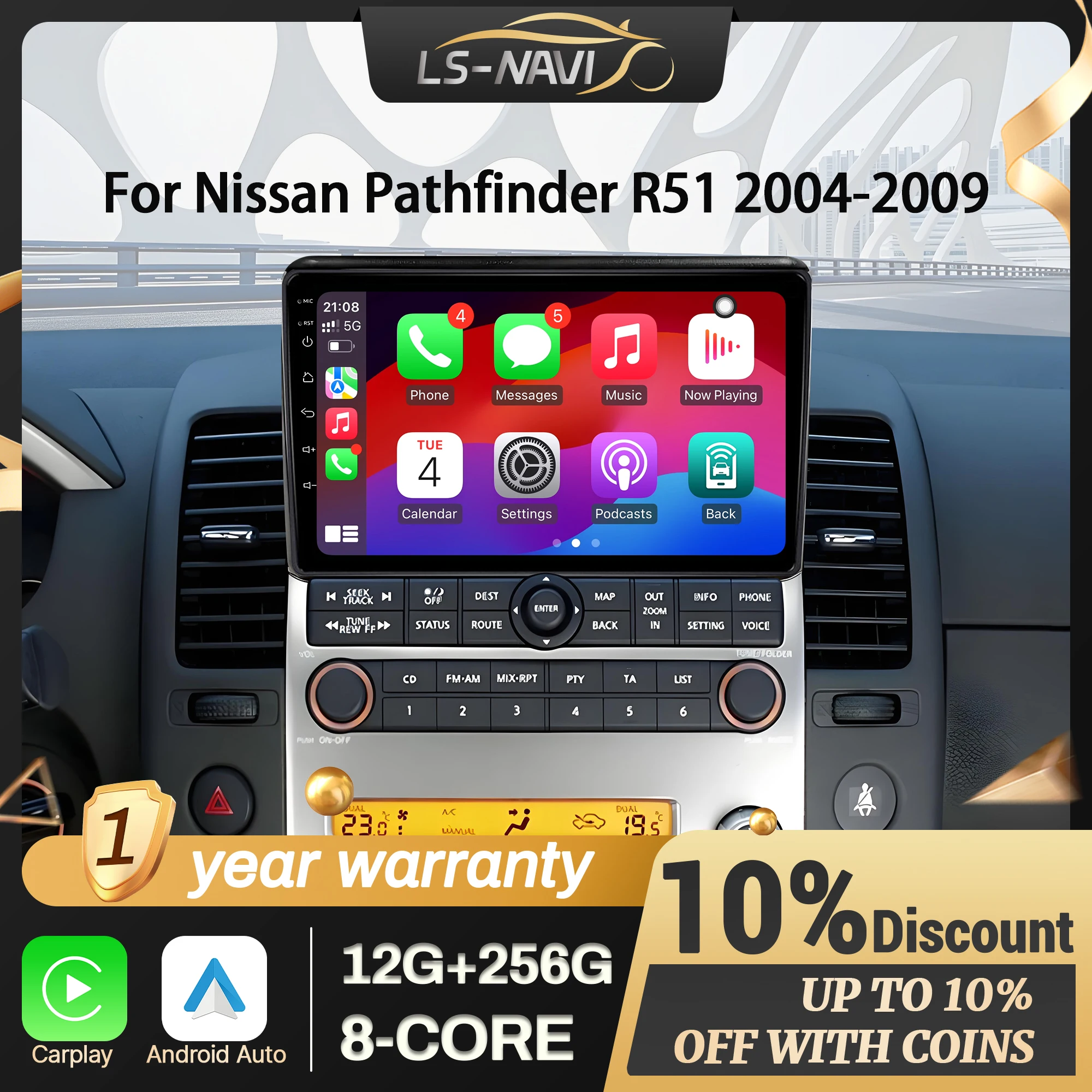 Автомобильный радиоприемник, мультимедийный GPS для Nissan Pathfinder R51 2004-2009, навигация, беспроводной Android 14, CarPlay, 2K QLED экран
Автомобильный радиоприемник, мультимедийный GPS для Nissan Pathfinder R51 2004-2009, навигация, беспроводной Android 14, CarPlay, 2K QLED экран