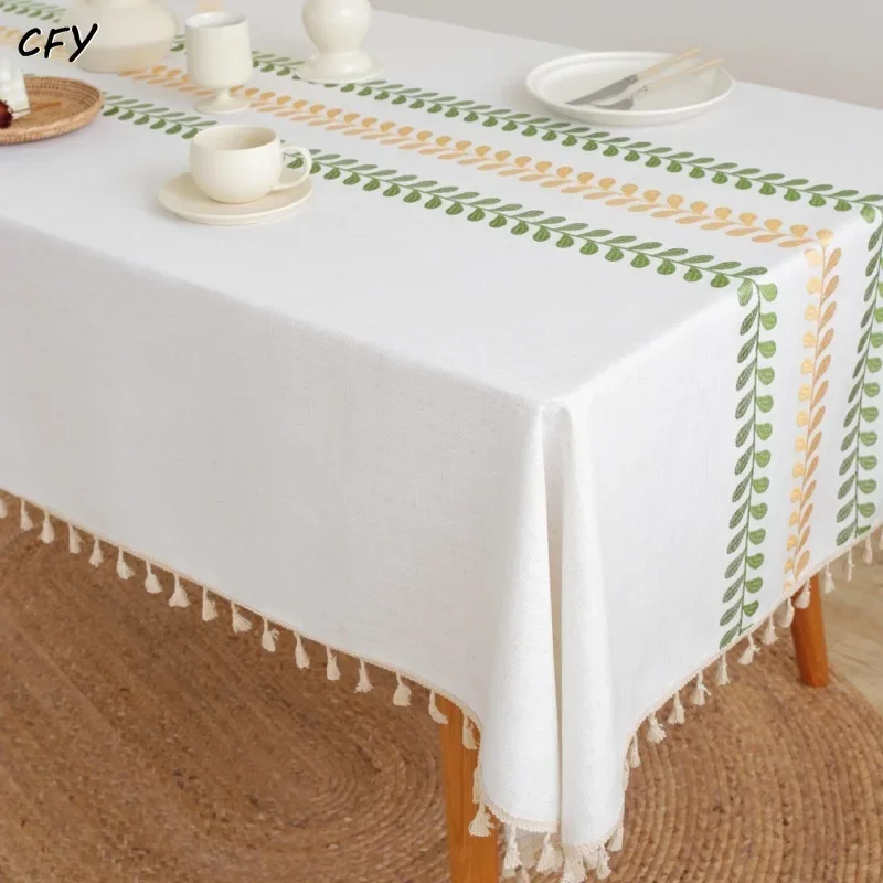 Cotton Linen Green leaf embroidery with Tassel Rectangular Table Cloth Kitchen Table Map Towel Tablecloth for Coffee Table Cover
Cotton Linen Green leaf embroidery with Tassel Rectangular Table Cloth Kitchen Table Map Towel Tablecloth for Coffee Table Cover