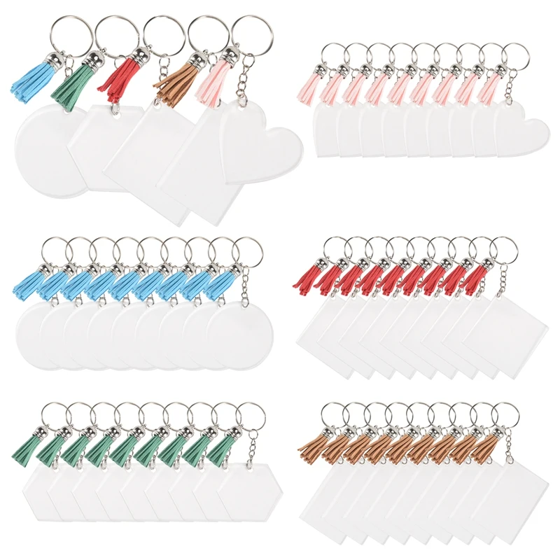 A31Z-50 Sets Blank Keychains For Vinyl, Acrylic Keychain Blanks With 5 Shapes Clear Acrylic Disc Leather Tassel Charms
A31Z-50 Sets Blank Keychains For Vinyl, Acrylic Keychain Blanks With 5 Shapes Clear Acrylic Disc Leather Tassel Charms