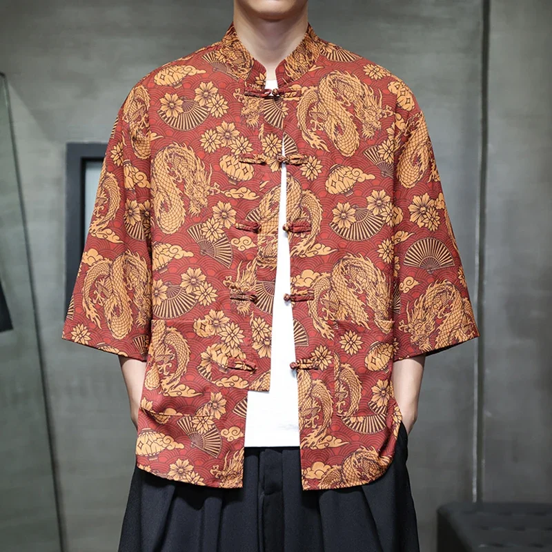 Tang Clothes Men summer icesilk Print Shirt Jacket Vintage Chinese Style Kongfu Costume New Coats Big Size 3XL 4XL 5XL
Tang Clothes Men summer icesilk Print Shirt Jacket Vintage Chinese Style Kongfu Costume New Coats Big Size 3XL 4XL 5XL
