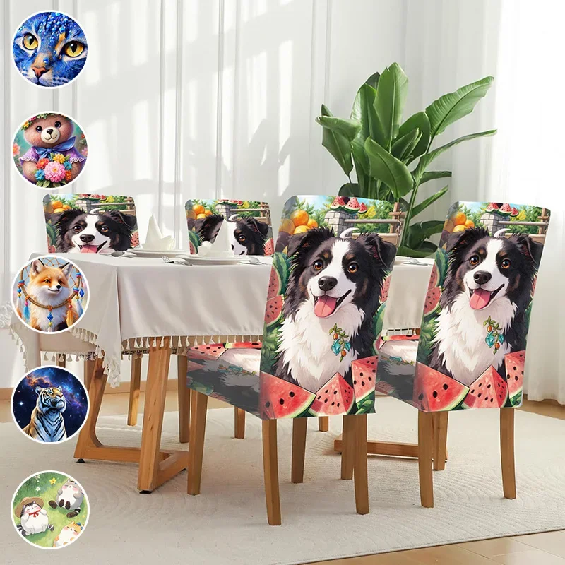 Elastic printed dining chair cover, fantasy animal art pattern, removable and washable household dining chair cover
Elastic printed dining chair cover, fantasy animal art pattern, removable and washable household dining chair cover