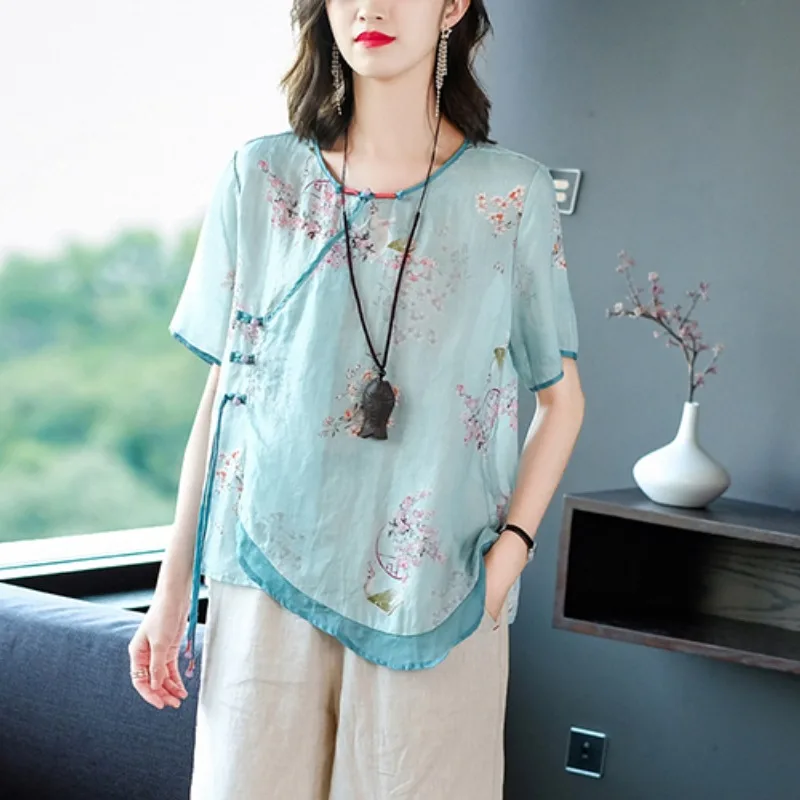 Elegant round Neck Women's T-shirt Ethnic Style Base Layer Shirt Brand Large Size Summer New Arrival Commute Artistic Fashion
Elegant round Neck Women's T-shirt Ethnic Style Base Layer Shirt Brand Large Size Summer New Arrival Commute Artistic Fashion