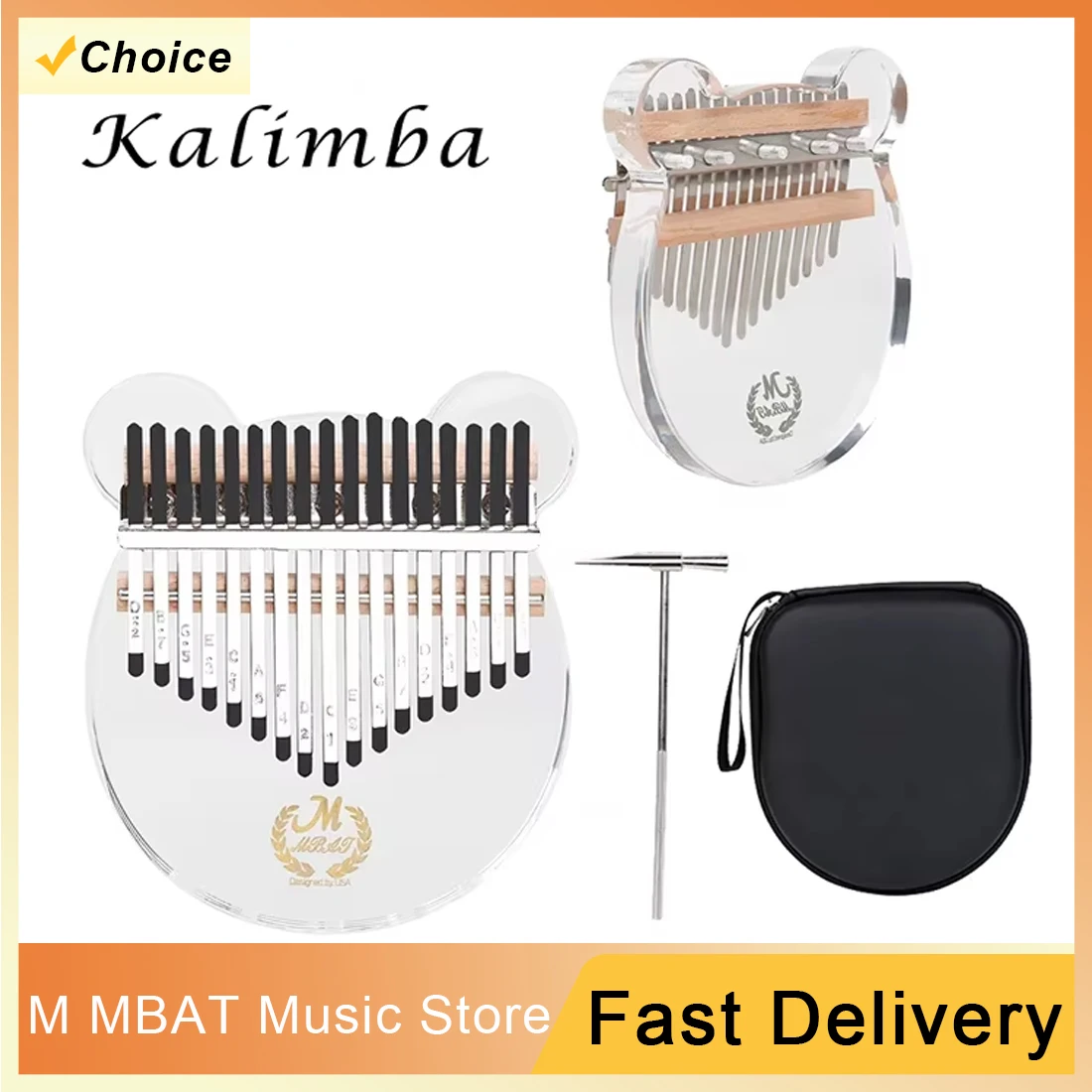 M MBAT Kalimba17 Keys Professional Kalimba Акриловый кристалл Прозрачность Little Bear Thumb Piano Kalimba с инструментами для настройки
M MBAT Kalimba17 Keys Professional Kalimba Акриловый кристалл Прозрачность Little Bear Thumb Piano Kalimba с инструментами для настройки