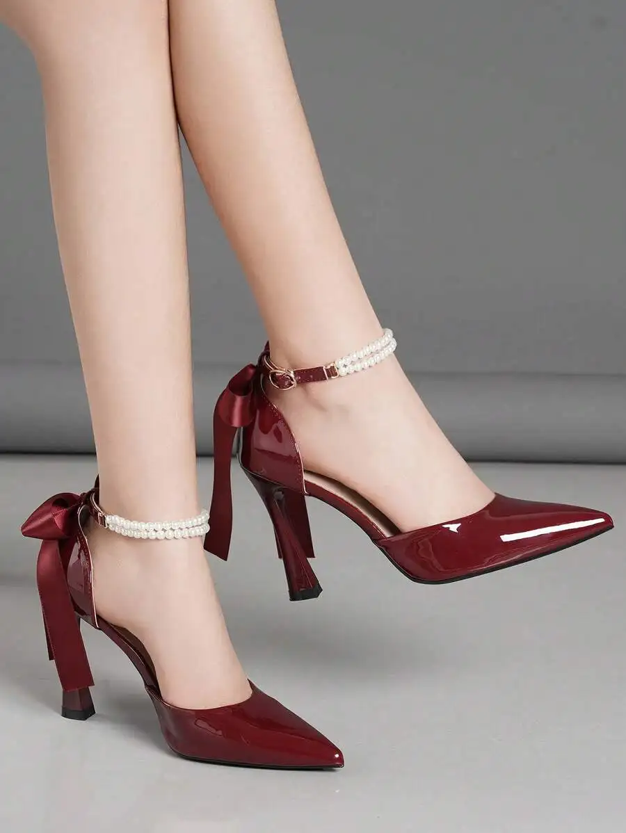 New Arrival Spring Fashion Bowknot Black & Burgundy High Heel Pointed Toe Pumps, French Style Versatile Party & Wedding Shoes Fo
New Arrival Spring Fashion Bowknot Black & Burgundy High Heel Pointed Toe Pumps, French Style Versatile Party & Wedding Shoes Fo