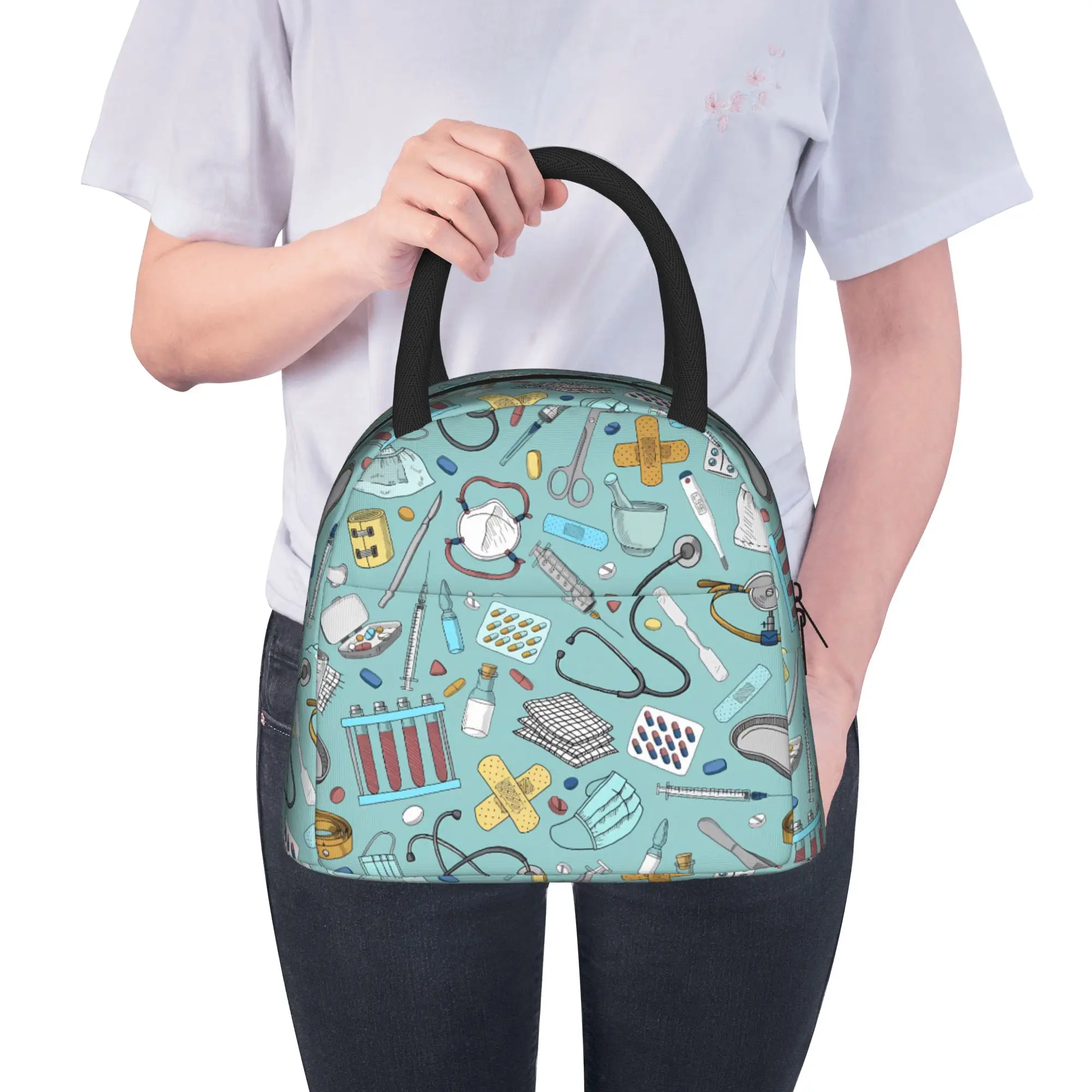 Cute Nursing Pattern Nurse Lunch Bag Travel Lunch Box For Girls Designer Tote Food Bags Oxford Portable Insulated Cooler Bag
Cute Nursing Pattern Nurse Lunch Bag Travel Lunch Box For Girls Designer Tote Food Bags Oxford Portable Insulated Cooler Bag