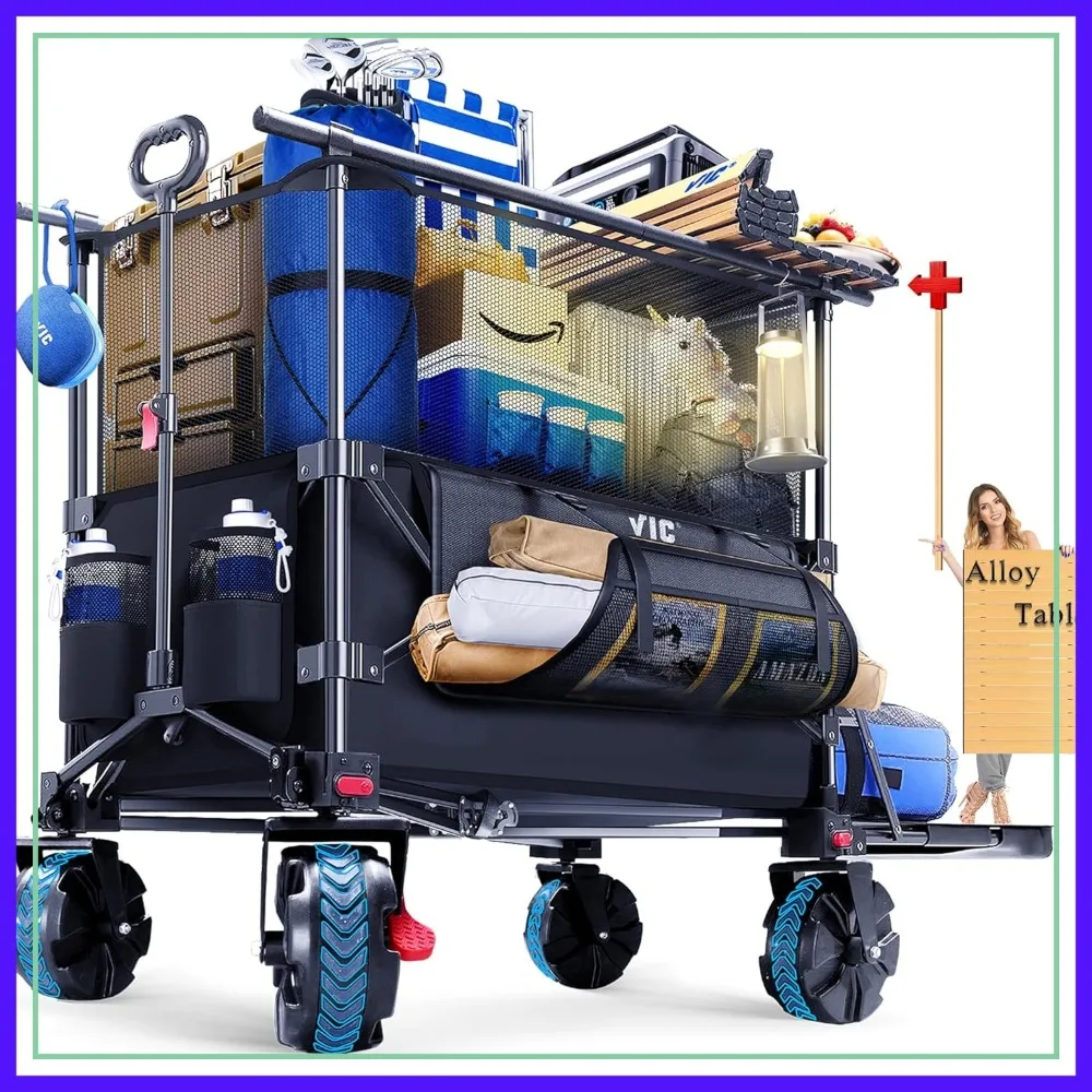680LBS Capacity 54" Extra Long Extra High Folding Wagon with Brakes, All-Terrain Big Wheels for Camping, Shopping, Store
680LBS Capacity 54" Extra Long Extra High Folding Wagon with Brakes, All-Terrain Big Wheels for Camping, Shopping, Store