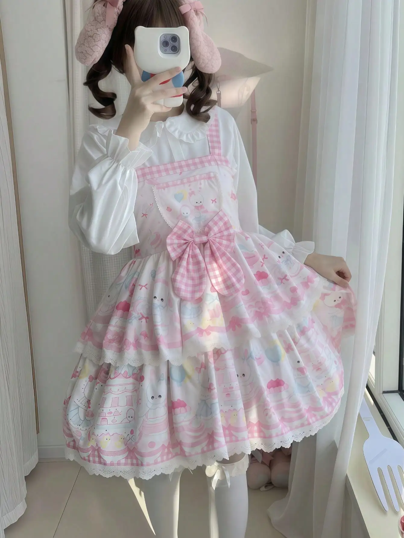 1pc Lolita Style Cute Pink Rabbit Design Cami Dress Suitable For Holiday Parties, Performance Wear And All Holidays Including Va
1pc Lolita Style Cute Pink Rabbit Design Cami Dress Suitable For Holiday Parties, Performance Wear And All Holidays Including Va