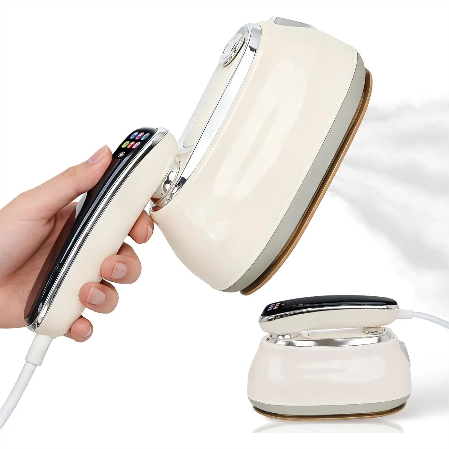 Steamer for Clothes, 2 in 1 Garment Steamer with 6-Level LED Display, 1200W Handheld Steam Iron, 15s Heat Up, 30g/min Steam
Steamer for Clothes, 2 in 1 Garment Steamer with 6-Level LED Display, 1200W Handheld Steam Iron, 15s Heat Up, 30g/min Steam