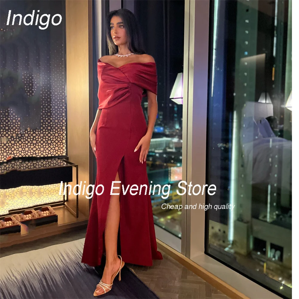 Indigo Classic Mermaid Evening Dresses Off The Shoulder V-Neck Pleat Split Open Back Formal Prom Gown فساتين السهرة Customized
Indigo Classic Mermaid Evening Dresses Off The Shoulder V-Neck Pleat Split Open Back Formal Prom Gown فساتين السهرة Customized