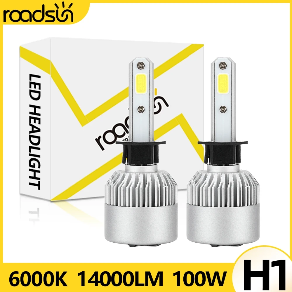Roadsun 2x100 Вт 14000LM H1 Автомобильные светодиодные фары Противотуманные фары 6000K Белые автомобильные светодиодные фары Комплект COB Chips
Roadsun 2x100 Вт 14000LM H1 Автомобильные светодиодные фары Противотуманные фары 6000K Белые автомобильные светодиодные фары Комплект COB Chips