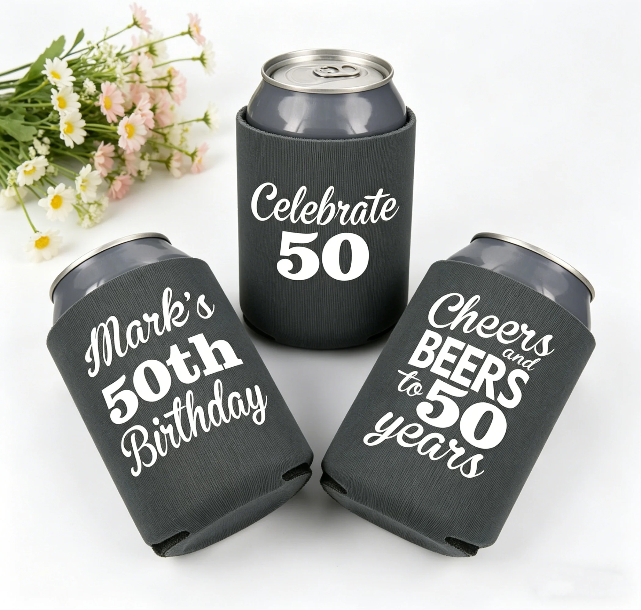 10/20/30pcs Personalized 50th Birthday Can Cooler, Custom Name Cheers to 50 Years Beer Koozie, 50th Birthday Party Favors for
10/20/30pcs Personalized 50th Birthday Can Cooler, Custom Name Cheers to 50 Years Beer Koozie, 50th Birthday Party Favors for