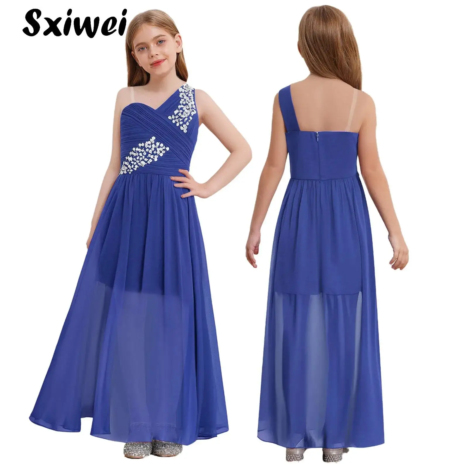 Kids Girls Chiffon Party Long Dress Elegant Asymmetric Shoulder Sequin Romper Gown Dress Princess Wedding Birthday Maxi Dresses
Kids Girls Chiffon Party Long Dress Elegant Asymmetric Shoulder Sequin Romper Gown Dress Princess Wedding Birthday Maxi Dresses