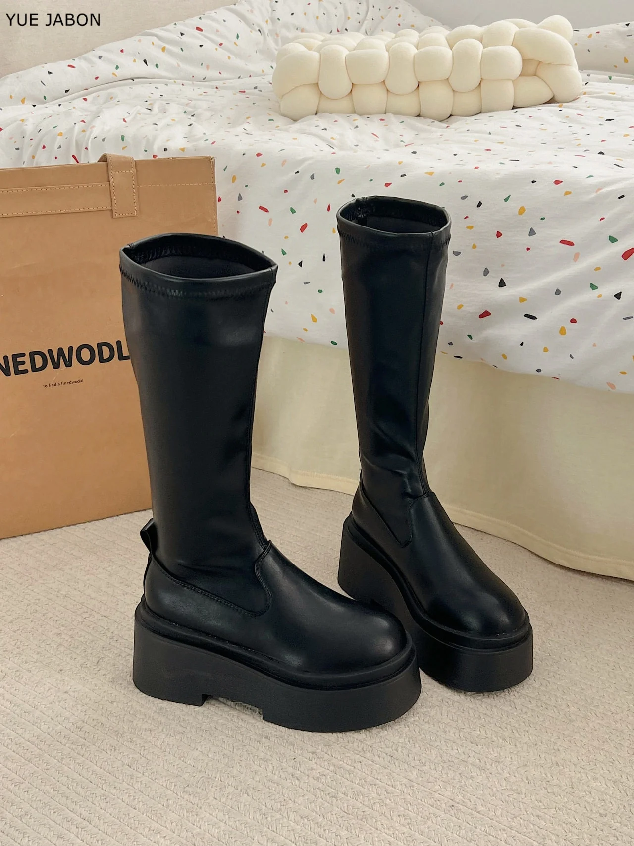 Black Chunky Women Knee High Boots Fashion Slip On Knight Long Booties Platform Flats Autumn Winter Casual Increased Shoes
Black Chunky Women Knee High Boots Fashion Slip On Knight Long Booties Platform Flats Autumn Winter Casual Increased Shoes