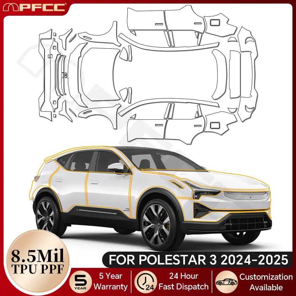 TPU Paint Protection Film For Polestar 3 2024 2025 Pre-cut PPF Car Body Clear Bra Anti-Scratch Resistant Invisible Repairable
TPU Paint Protection Film For Polestar 3 2024 2025 Pre-cut PPF Car Body Clear Bra Anti-Scratch Resistant Invisible Repairable