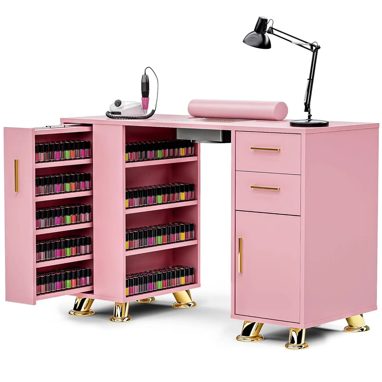 Manicure Table with Dust Collector, Modern Nail Station Nail Desk for Nail Tech with Wrist Rest, Storage Drawer &, Customized
Manicure Table with Dust Collector, Modern Nail Station Nail Desk for Nail Tech with Wrist Rest, Storage Drawer &, Customized