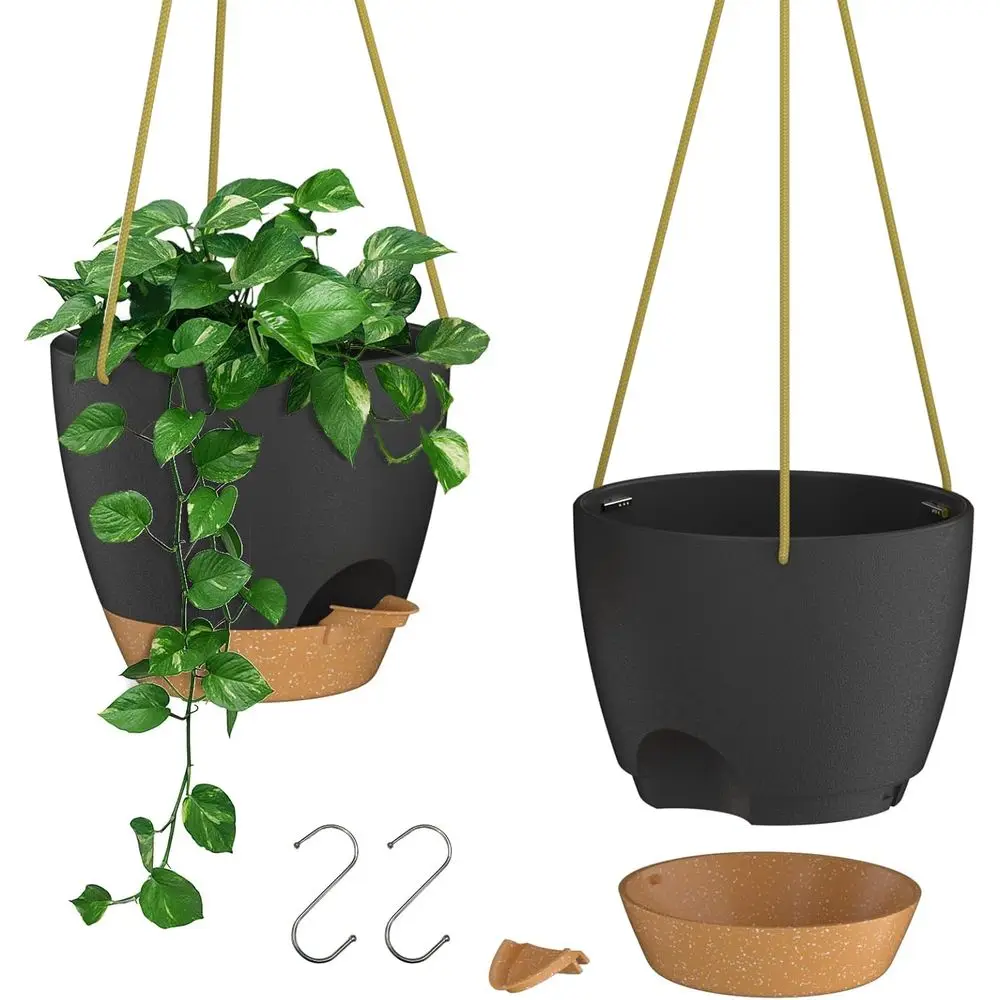 8 Inch Hanging Planters, 2 Pack with Self-Watering Feature, Drainage Holes, Removable Saucer, Plastic Hanging Pots with Watering
8 Inch Hanging Planters, 2 Pack with Self-Watering Feature, Drainage Holes, Removable Saucer, Plastic Hanging Pots with Watering