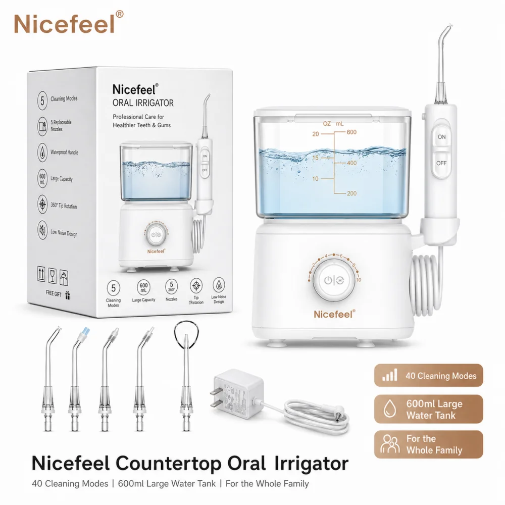Electric Oral Irrigator Dental Powerful Oral Cleaning Agent Oral Care 600ml Oral Hygiene Teeth Cleaner with 5 Nozzles
Electric Oral Irrigator Dental Powerful Oral Cleaning Agent Oral Care 600ml Oral Hygiene Teeth Cleaner with 5 Nozzles