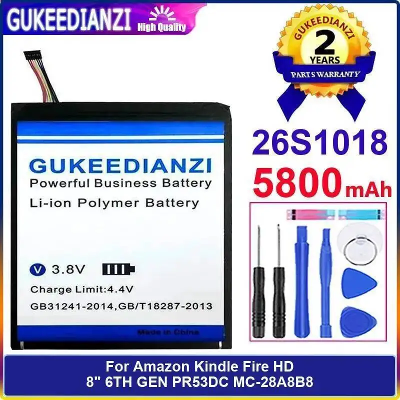 High Compatibility 26S1018 For Amazon Kindle Fire HD 8" 6TH Gen PR53DC MC-28A8B8 5800Mah Tablet Battery
High Compatibility 26S1018 For Amazon Kindle Fire HD 8" 6TH Gen PR53DC MC-28A8B8 5800Mah Tablet Battery