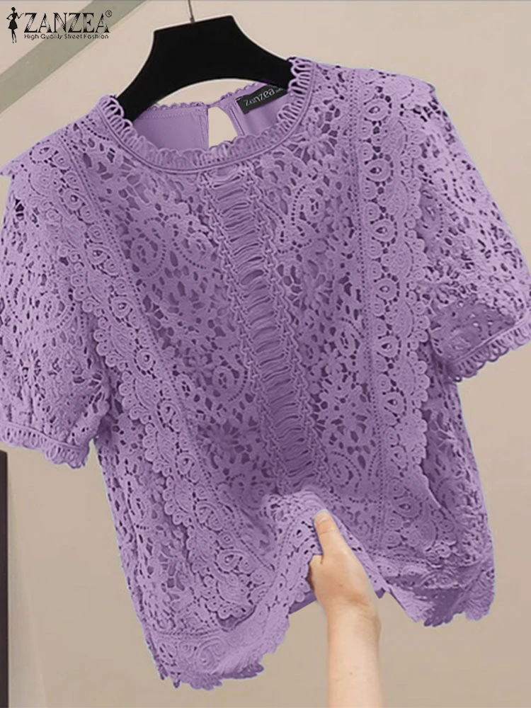 ZANZEA Women Lace Blouse Fashion Short Sleeve Tops Solid Color Female Blusas 2025 Summer Hollow Out Beach Pullover Work Tunic
ZANZEA Women Lace Blouse Fashion Short Sleeve Tops Solid Color Female Blusas 2025 Summer Hollow Out Beach Pullover Work Tunic