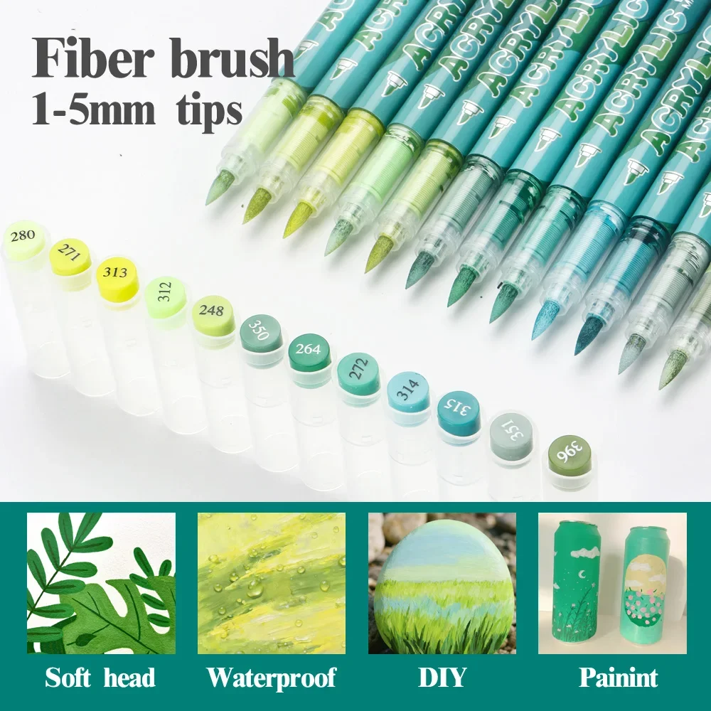 12 Colors Acrylic Markers Green Series for Painting Comics Anime Drawing Coloring DIY CD Egg For Christmas Painting Art Supplies
12 Colors Acrylic Markers Green Series for Painting Comics Anime Drawing Coloring DIY CD Egg For Christmas Painting Art Supplies