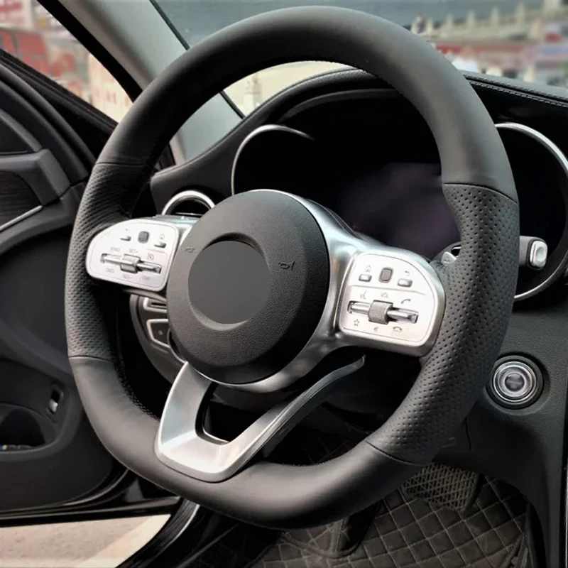 Alcantara Steering Wheel Cover Real Leather Black Thread Car Accessoires for Mercedes-Benz W177 W222 W247 W463 W205 C118 C257 GT
Alcantara Steering Wheel Cover Real Leather Black Thread Car Accessoires for Mercedes-Benz W177 W222 W247 W463 W205 C118 C257 GT