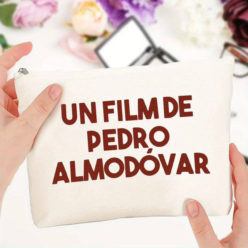 Spanish Quote Makeup Bag - "Un Film De Pedro Almodóvar" Printed Travel Toiletry Organizer Cosmetic Pouch for Women, Gift for Mom
Spanish Quote Makeup Bag - "Un Film De Pedro Almodóvar" Printed Travel Toiletry Organizer Cosmetic Pouch for Women, Gift for Mom