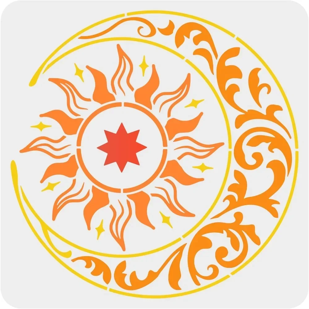 Large Sun and Moon Template 11.8x11.8 inch Star Template Plastic Sun Moon Flower pattern template is reusable
Large Sun and Moon Template 11.8x11.8 inch Star Template Plastic Sun Moon Flower pattern template is reusable