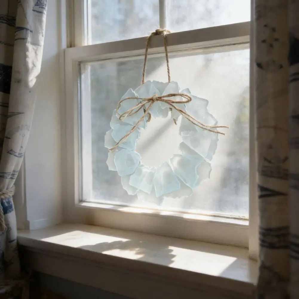 Elegant Seaside Decoration Handmade Sea Glass Wreath Coastal Style Beach Decor 6-inch Hanging Ornament for Door Window Kitchen
Elegant Seaside Decoration Handmade Sea Glass Wreath Coastal Style Beach Decor 6-inch Hanging Ornament for Door Window Kitchen