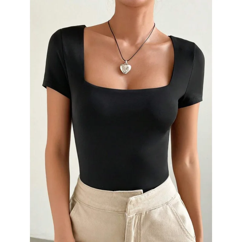 Square Neckline Belly Button T-Shirt Short Sleeve Women's Fashion Top Cross-Border E-commerce Platform Short Description
Square Neckline Belly Button T-Shirt Short Sleeve Women's Fashion Top Cross-Border E-commerce Platform Short Description