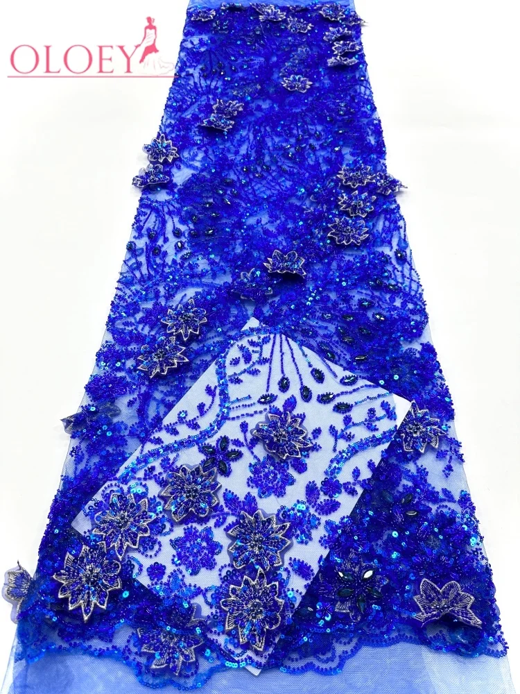 OLOEY Royal Blue 3D Embroidered Lace Fabric Beaded Luxury French-Style Nigerian Sequins for Wedding Gown Evening Wear
OLOEY Royal Blue 3D Embroidered Lace Fabric Beaded Luxury French-Style Nigerian Sequins for Wedding Gown Evening Wear