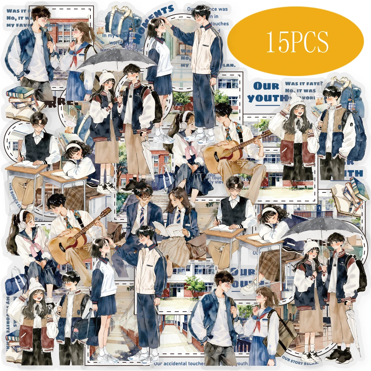 Etori Life Green Youthful Vibes 15Pcs School Uniform Love Letter Collage Stickers for a Relaxing and Healing Feel, Suitable for Decorating Notebooks, Phone Stickers, Luggage, Room Decor, Office Decoration Accessories, Handmade Scrapbooking Supplies, DIY C
Etori Life Green Youthful Vibes 15Pcs School Uniform Love Letter Collage Stickers for a Relaxing and Healing Feel, Suitable for Decorating Notebooks, Phone Stickers, Luggage, Room Decor, Office Decoration Accessories, Handmade Scrapbooking Supplies, DIY C
