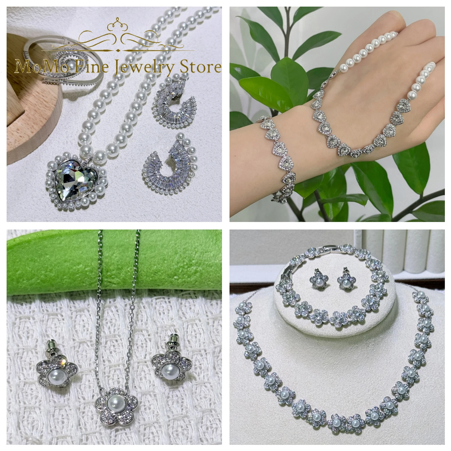 2026 New Trend Wedding Jewelry Sets Luxury White Flower Heart shaped Crystal Luxury Pearl Necklaces Bracelets Earrings for Women
2026 New Trend Wedding Jewelry Sets Luxury White Flower Heart shaped Crystal Luxury Pearl Necklaces Bracelets Earrings for Women