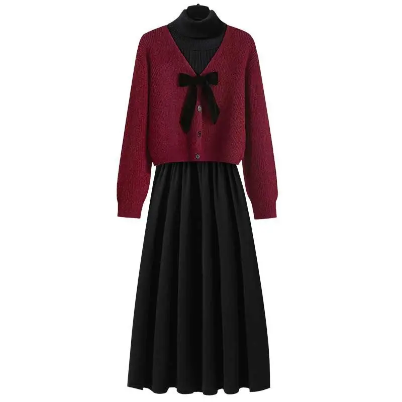 Autumn Set Women's V-neck New Fashion Knitted Sweater Cardigans and Long Sleeve Dress Ladies Elegant Wild Two Piece G894
Autumn Set Women's V-neck New Fashion Knitted Sweater Cardigans and Long Sleeve Dress Ladies Elegant Wild Two Piece G894
