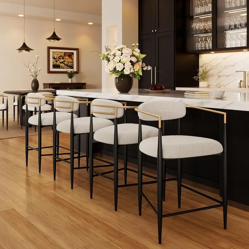 Set of 4 Upholstered Counter Stools with High Backs and Black Metal Legs, 26 Inch Chairs for Kitchen Island or Home Bar
Set of 4 Upholstered Counter Stools with High Backs and Black Metal Legs, 26 Inch Chairs for Kitchen Island or Home Bar