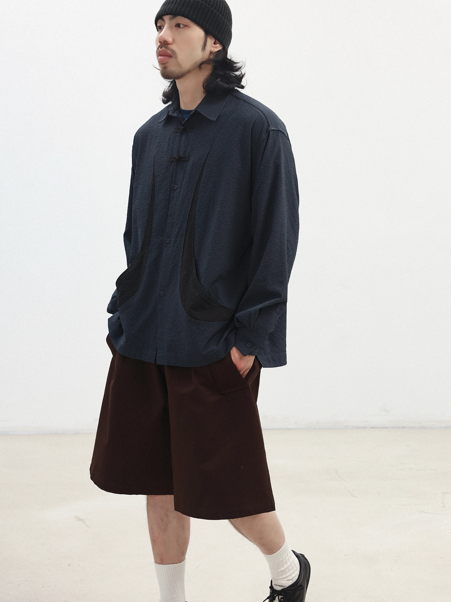 Noears Chinese Retro Style Loose Long Sleeve Shirt Quick Dry Button up Design Color Block Casual Thin Polyester Men's Shirt
Noears Chinese Retro Style Loose Long Sleeve Shirt Quick Dry Button up Design Color Block Casual Thin Polyester Men's Shirt