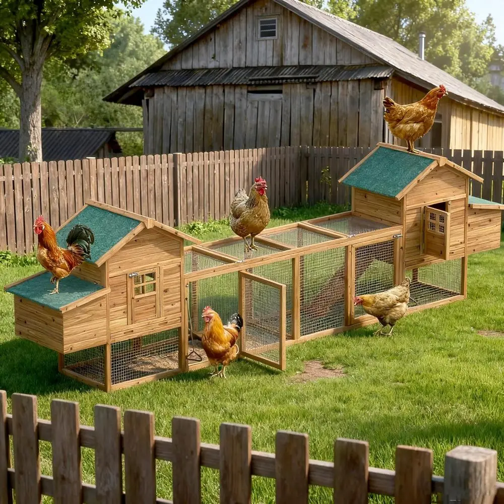 161.4" Large Chicken Coop, Outdoor Chicken House or 6-8 Chickens, Wooden Hen House with Run, Nesting Box, Chicken Cage, p, Tray,
161.4" Large Chicken Coop, Outdoor Chicken House or 6-8 Chickens, Wooden Hen House with Run, Nesting Box, Chicken Cage, p, Tray,