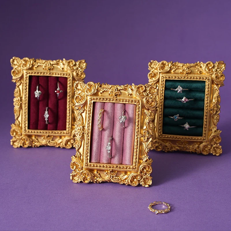 Vintage Gold Ring Display Stand Suede Earring Tray Baroque Design Wedding & Birthday Gifts Velvet Organizer For Engagement Prop
Vintage Gold Ring Display Stand Suede Earring Tray Baroque Design Wedding & Birthday Gifts Velvet Organizer For Engagement Prop
