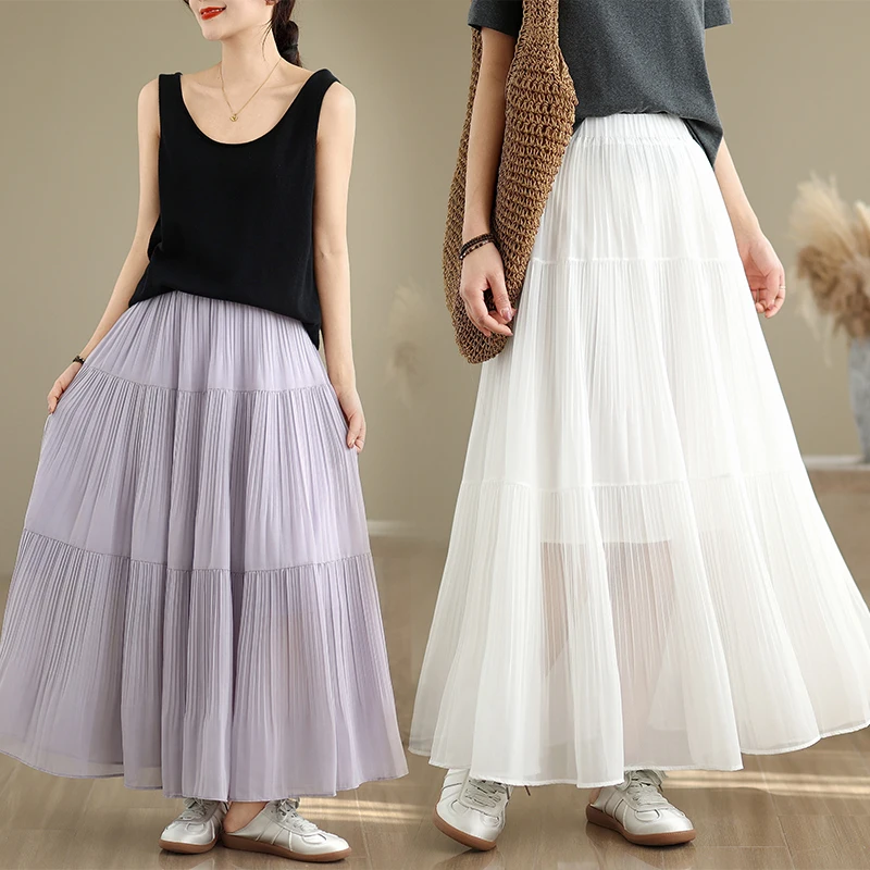 Folded Texture Large Skirt Half-length Pure Color Slimming Versatile Long Skirt A-line Thin Polyester Fiber Mid-waist Design
Folded Texture Large Skirt Half-length Pure Color Slimming Versatile Long Skirt A-line Thin Polyester Fiber Mid-waist Design