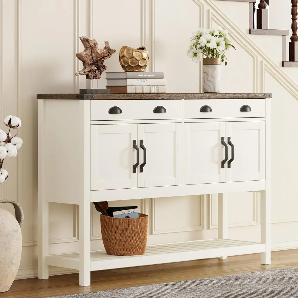 47" Farmhouse Console Table with Storage, Rustic Entryway Table with Drawers & Doors, Narrow Long Sofa Table for Living Room
47" Farmhouse Console Table with Storage, Rustic Entryway Table with Drawers & Doors, Narrow Long Sofa Table for Living Room