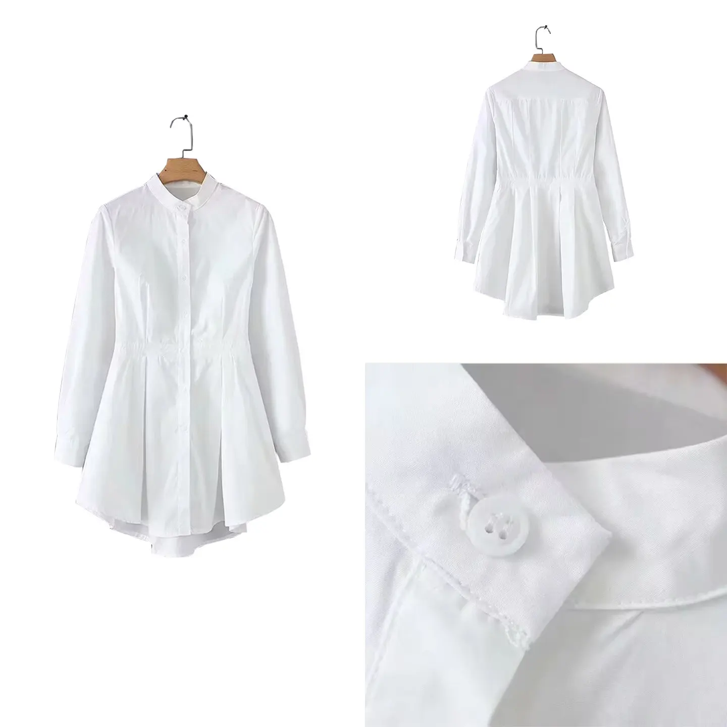 Fashionable Women's Shirt 2026 New Summer Waist-Cinching Design Commute Slimming Trendy Top White Long Sleeve Stand Collar
Fashionable Women's Shirt 2026 New Summer Waist-Cinching Design Commute Slimming Trendy Top White Long Sleeve Stand Collar