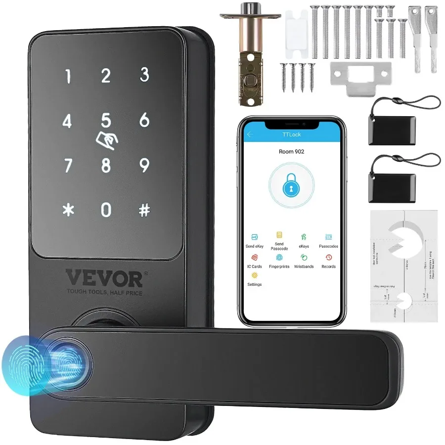 Smart Lock 5in1 Smart Door Knob Fingerprint Deadbolt with App Control Bluetooth Smart Lock Keyless Entry Door Lock with Handle
Smart Lock 5in1 Smart Door Knob Fingerprint Deadbolt with App Control Bluetooth Smart Lock Keyless Entry Door Lock with Handle