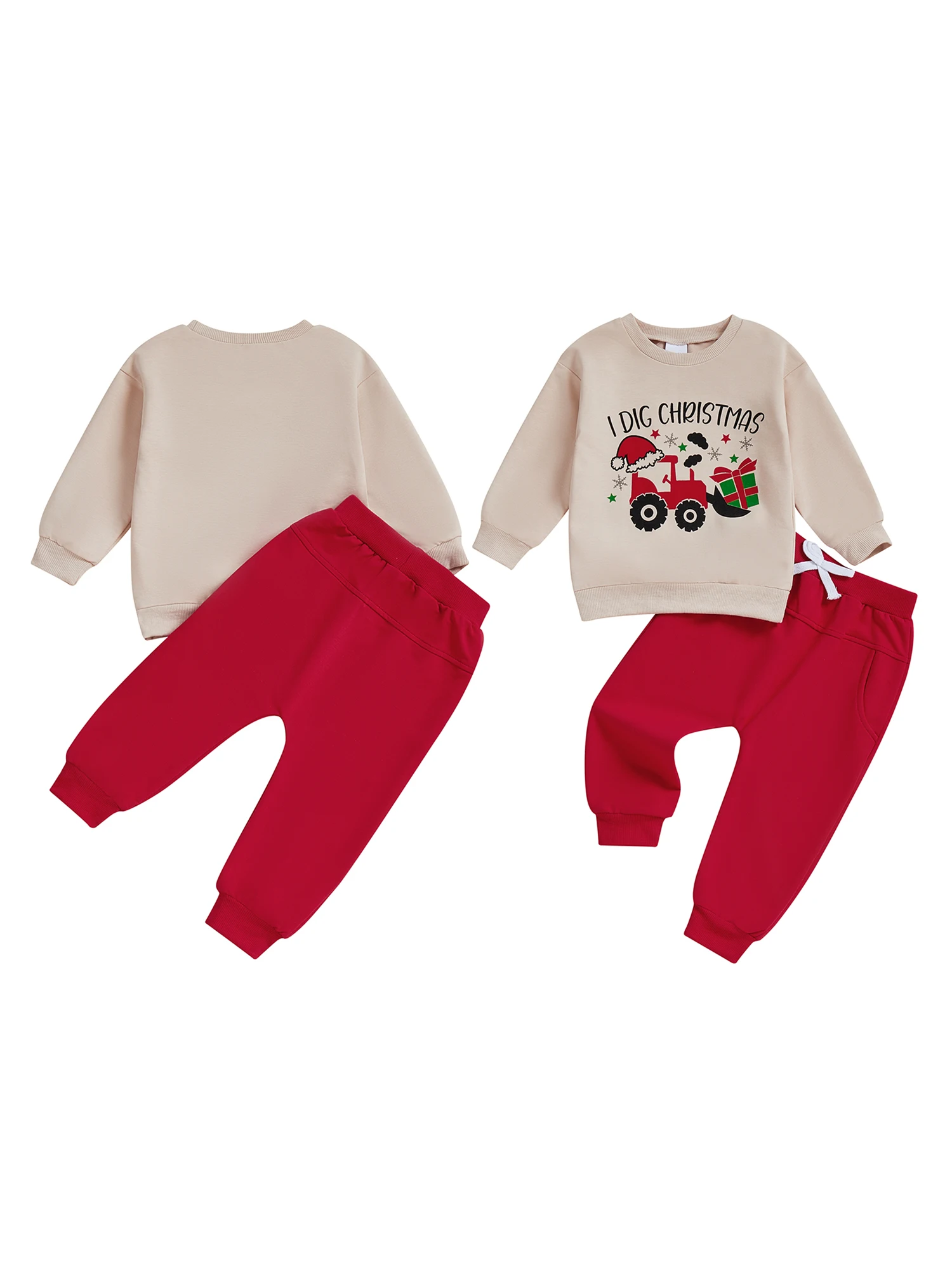 Рождественский наряд для маленьких мальчиков, пуловер с длинными рукавами и круглым вырезом с принтом Санта-Клауса, однотонные штаны с эластичной резинкой на талии, комплект со шляпой 
Рождественский наряд для маленьких мальчиков, пуловер с длинными рукавами и круглым вырезом с принтом Санта-Клауса, однотонные штаны с эластичной резинкой на талии, комплект со шляпой