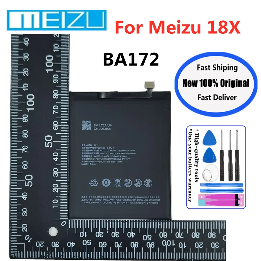 4300mAh High Quality Original Phone Battery BA172 For Meizu 18X Batteries + Free Tools
4300mAh High Quality Original Phone Battery BA172 For Meizu 18X Batteries + Free Tools